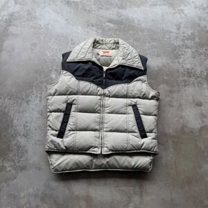 Vintage 70's Comfy Goose Down Puffer Vest Mens Large Black Western Made in USA